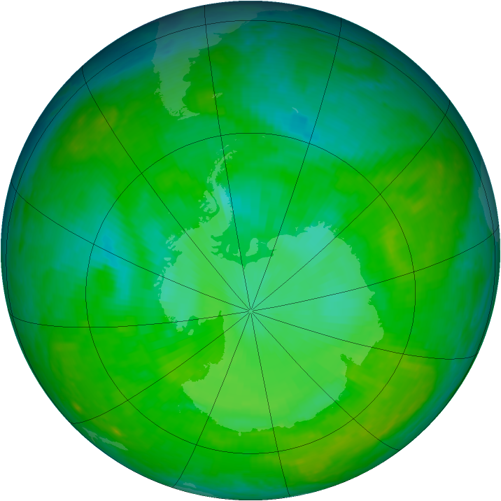 Antarctic ozone map for 16 December 2002